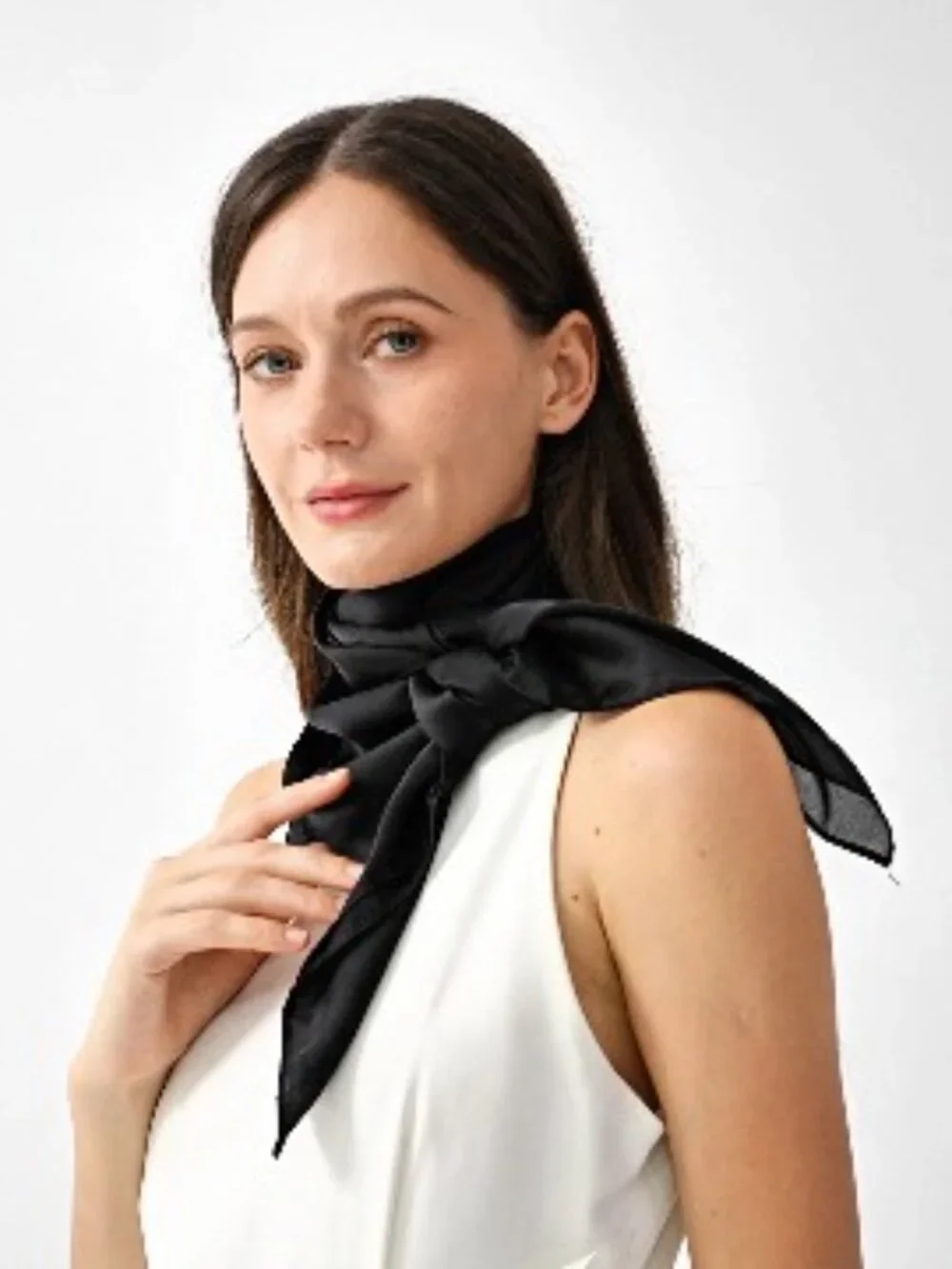 100% Mulberry Silk 35'' Square Head Scarf for Hair Wraps & Neck Ties